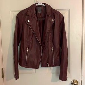 Burgundy Faux Leather Jacket